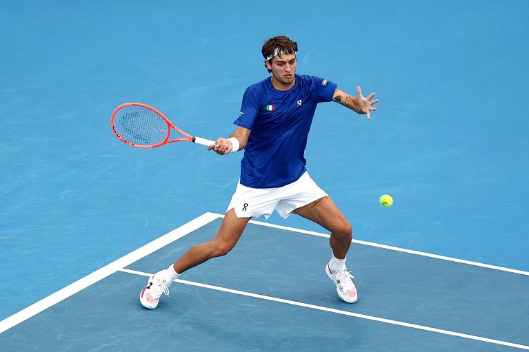 Cobolli in azione col dritto (Getty Images)