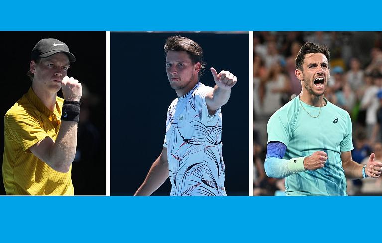 Jannik Sinner, Luciano Darderi e Lorenzo Musetti (fonte foto Getty Images)