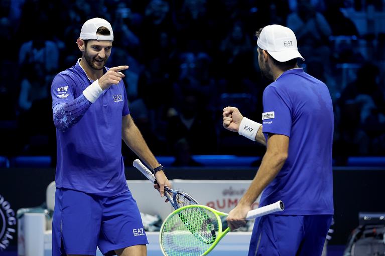 L'esultanza di Andrea Vavassori e Simone Bolelli alle Nitto ATP Finals (Foto FITP)