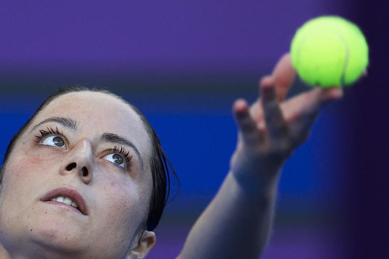 Un primo piano di Elisabetta Cocciaretto al servizio (foto Getty Images)