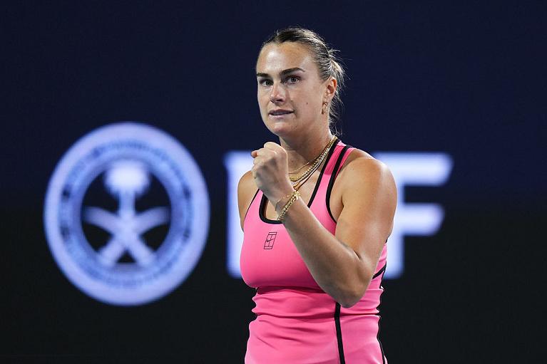 Un'esultanza di Aryna Sabalenka a Miami (Getty Images)