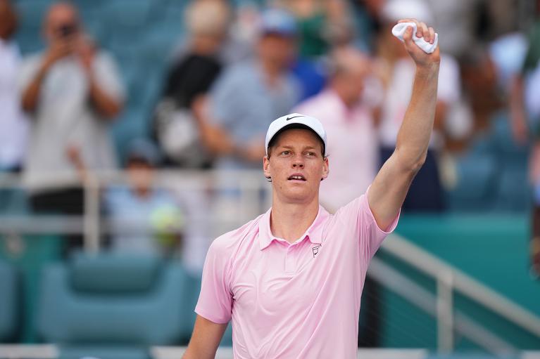 Un'esultanza di Jannik Sinner a Miami 2026 (Getty Images)