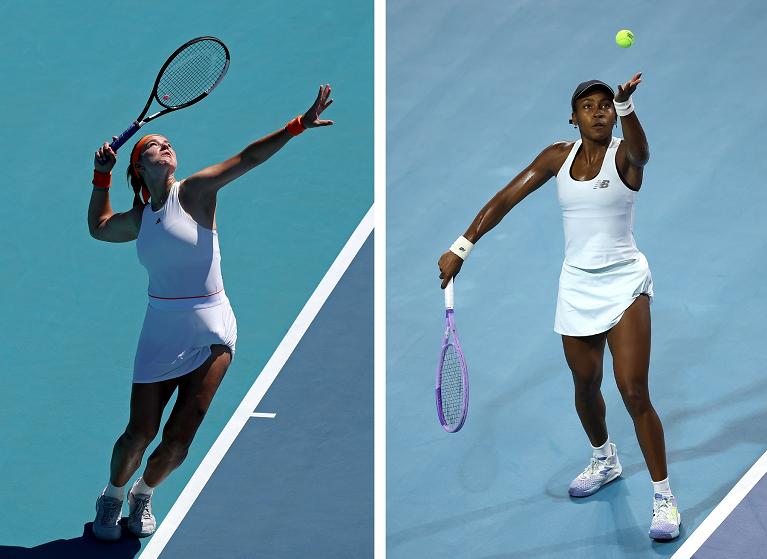Karolina Muchova e Coco Gauff alla battuta (fonte foto Getty Images)