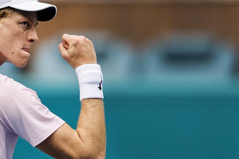 Tutta la grinta di Jannik Sinner (foto Getty Images)