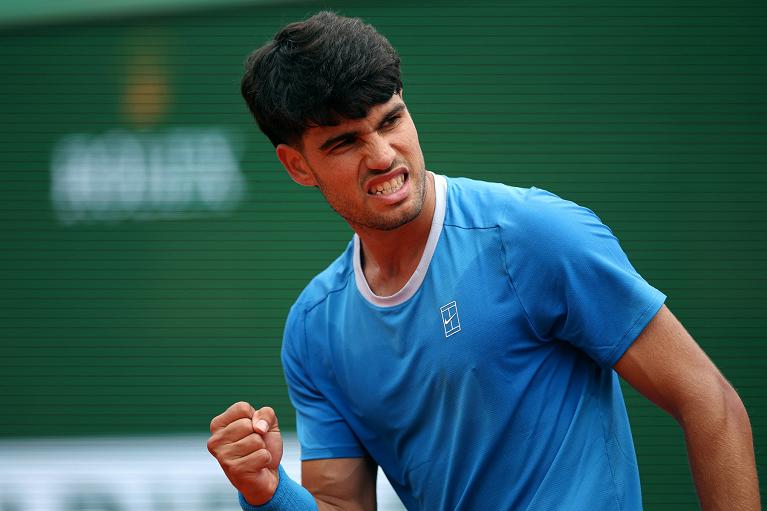 Tutta la grinta di Carlos Alcaraz (foto Getty Images)