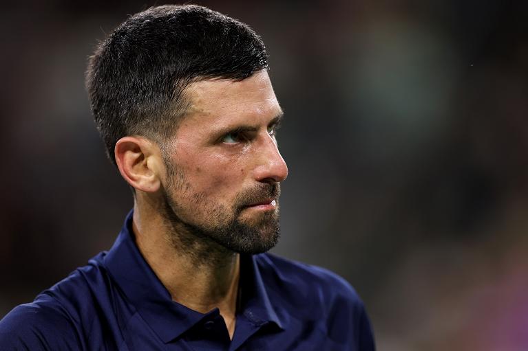 Un primo piano di Novak Djokovic (foto Getty Images)