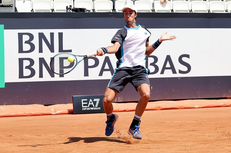 Massimo Giunta in azione durante le prequalificazioni per gli Internazionali BNL d'Italia (Foto FITP)
