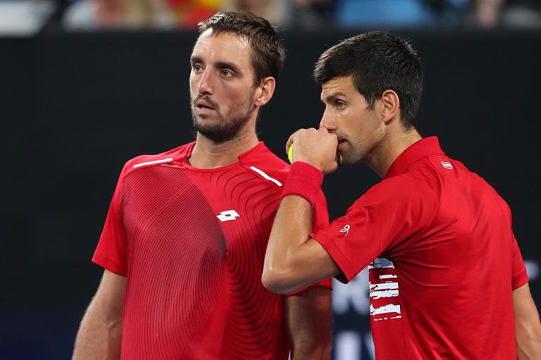 Novak Djokovic e Viktor Troicki in campo in doppio (Getty Images)