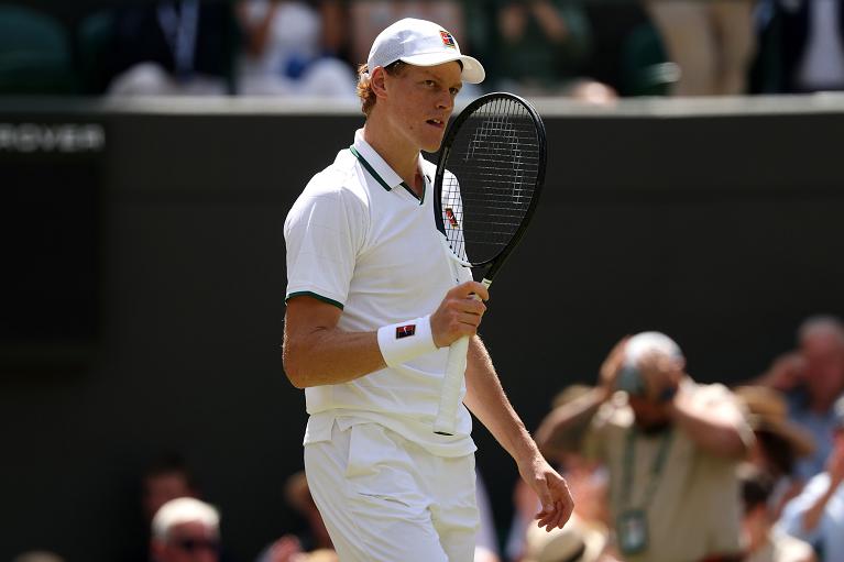 Un'esultanza di Jannik Sinner a Wimbledon (Getty Images)