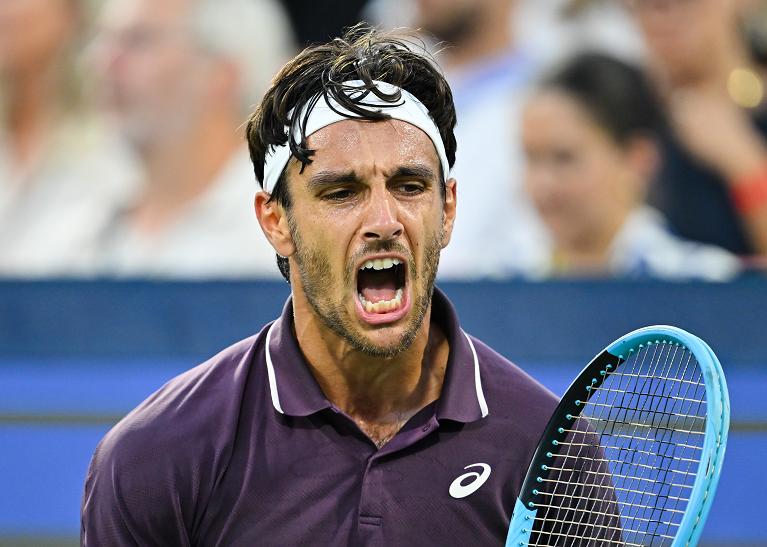 Un'esultanza di Lorenzo Musetti a Montreal (Getty Images)