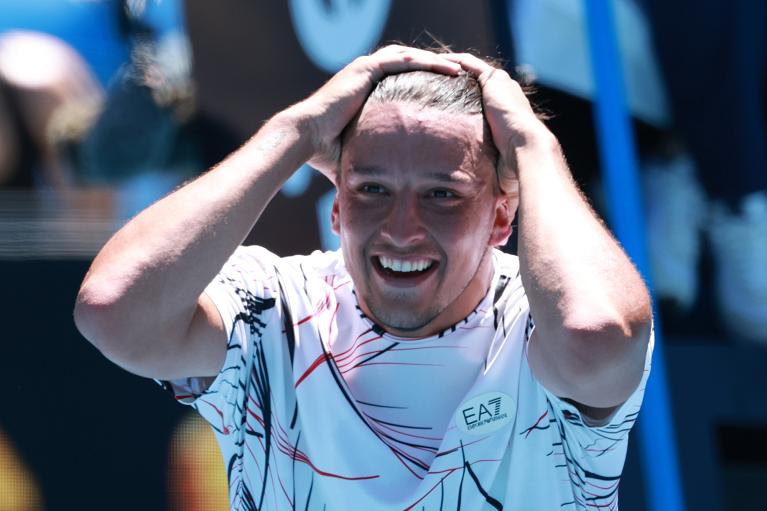 Un gioioso Luciano Darderi all'Australian Open 2026 (Getty Images)