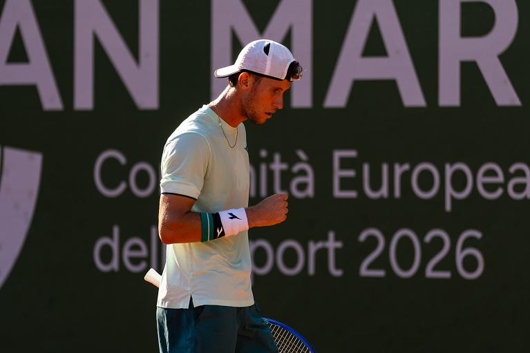 Francesco Maestrelli esulta (foto San Marino Tennis Open)