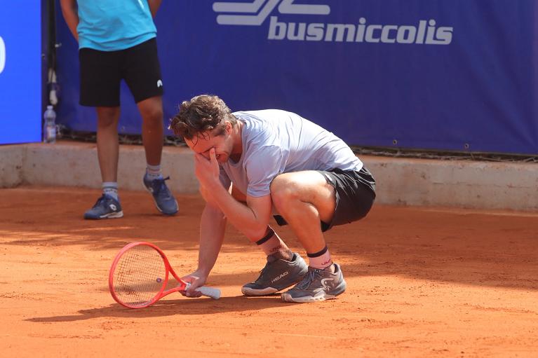 Tutta la gioia di Samuele Pieri (foto Ufficio stampa Bari Challenger)