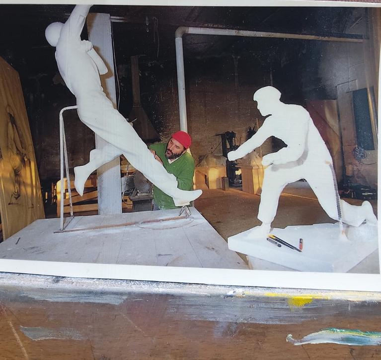 Vito Tongiani con i gessi di Borotra (smash) e Lacoste (rovescio in back)