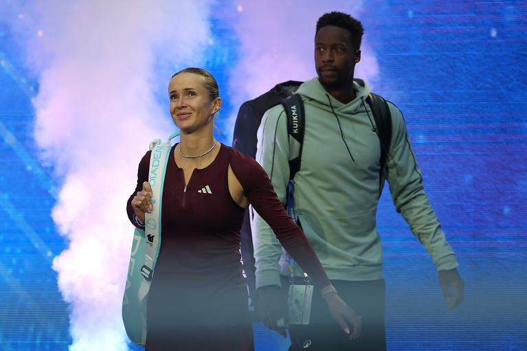 Elina Svitolina e Gael Monfils in doppio misto alla Us Open Fan Week di quest'anno (foto Getty Images)