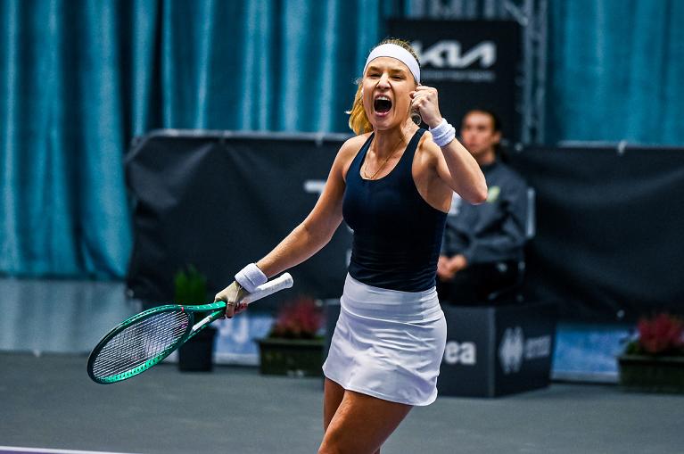 Un'esultanza di Anna Blinkova al Valle d’Aosta Ladies Open (Foto Marta Magni)