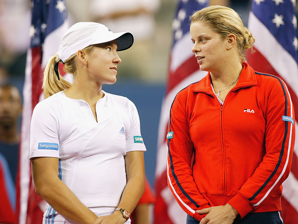 Kim Clijsters con la connazionale Justine Henin nella finale di Flushing Meadows del 2003
