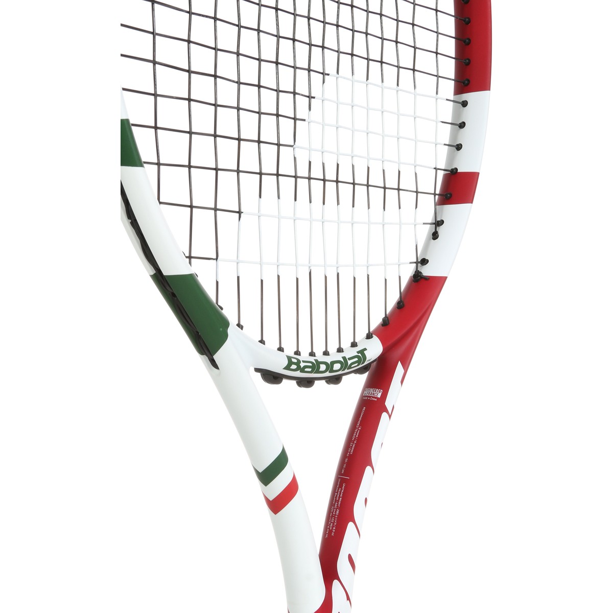 La racchetta Babolat Boost in versione tricolore-Italia, in bianco, rosso e verde