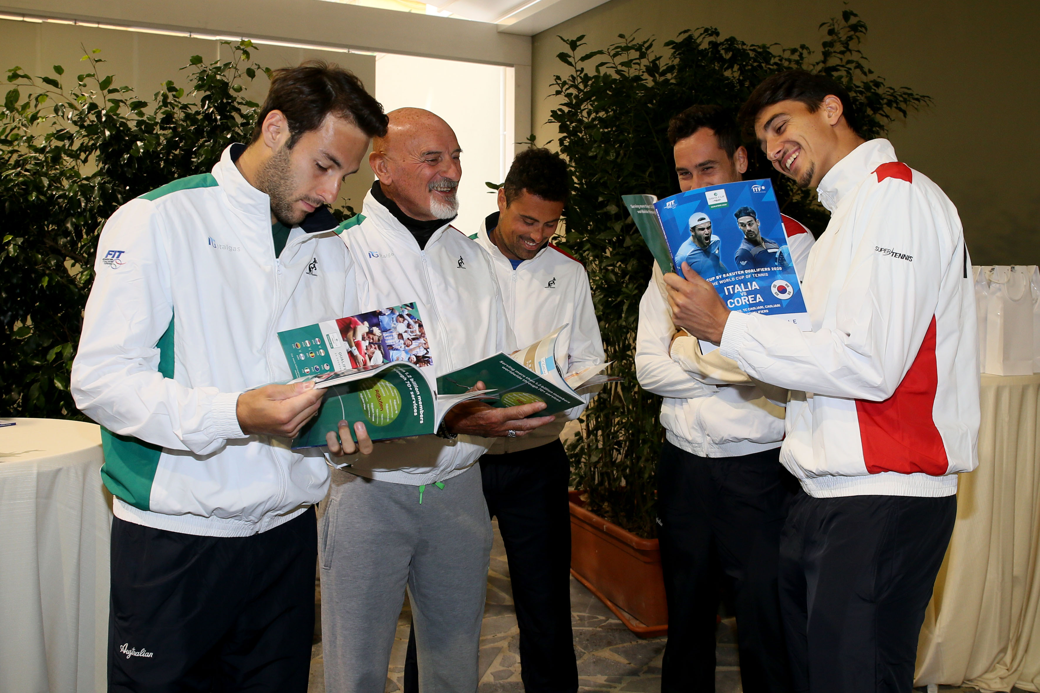 Giocatori e membri dello staff azzurro di Coppa Davis