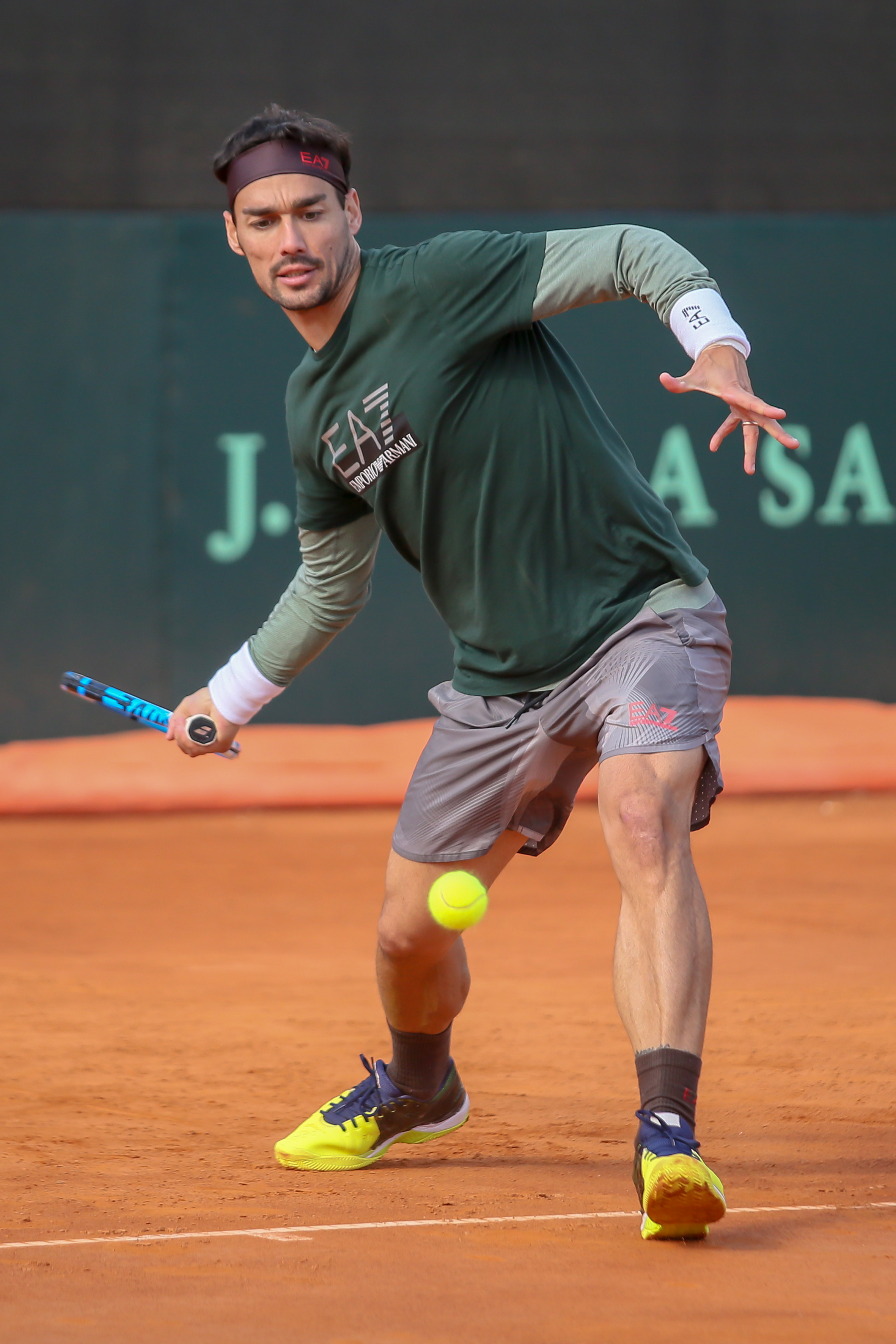 Fabio Fognini in allenamento a Cagliari (foto Sposito)