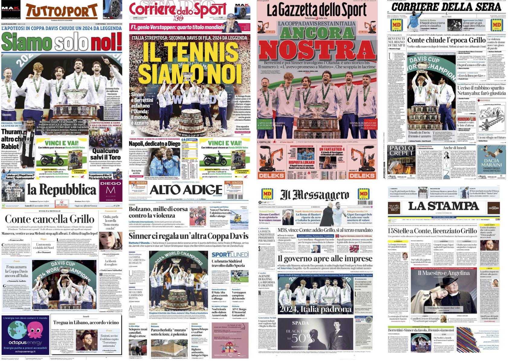 Il bis in Davis sulla stampa italiana