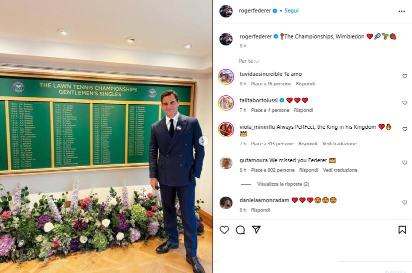 Visti dai social: il ritorno di Roger a Wimbledon e la t-shirt di Alcaraz