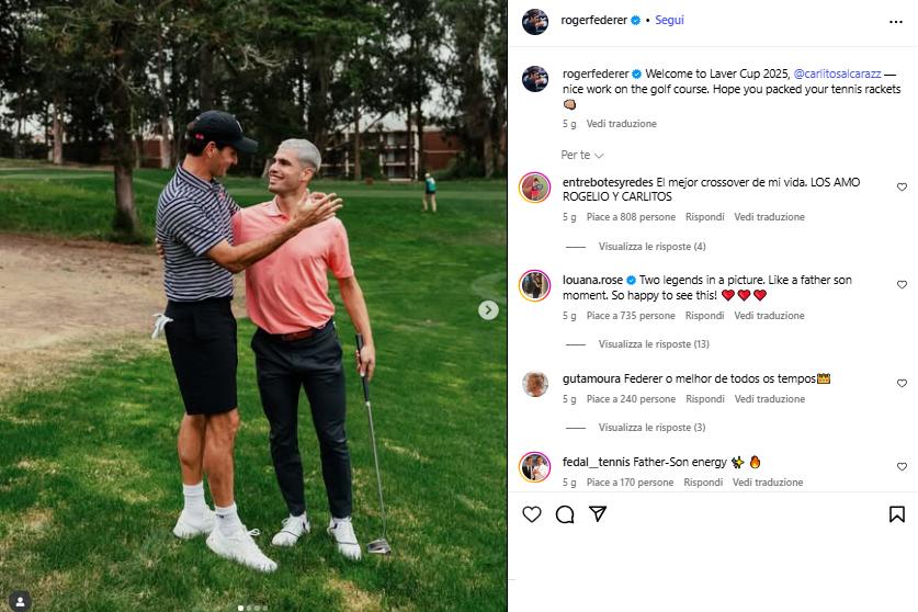 Visti dai social: Federer contro Alcaraz e il bis delle azzurre