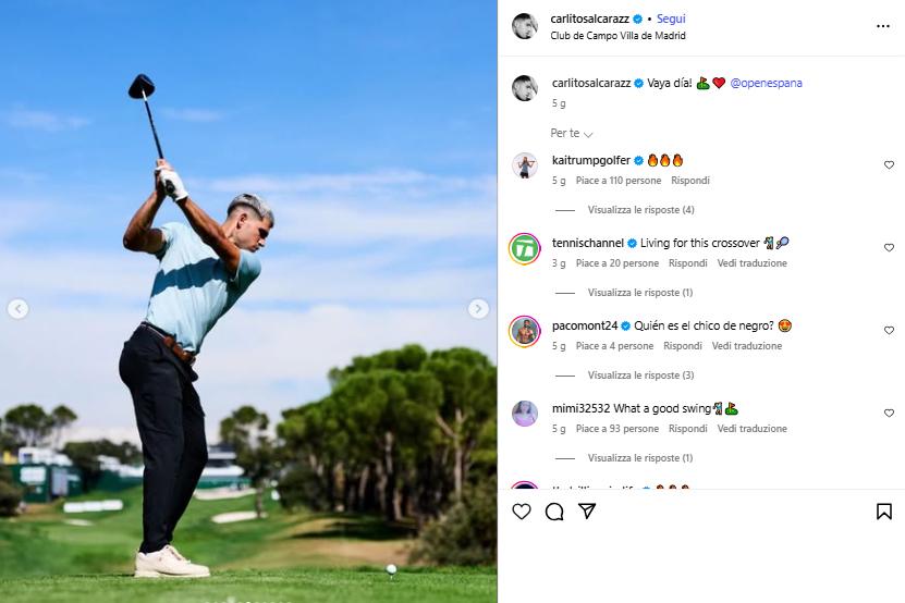 Visti dai social: le gambe di Berrettini e lo swing di Carlitos