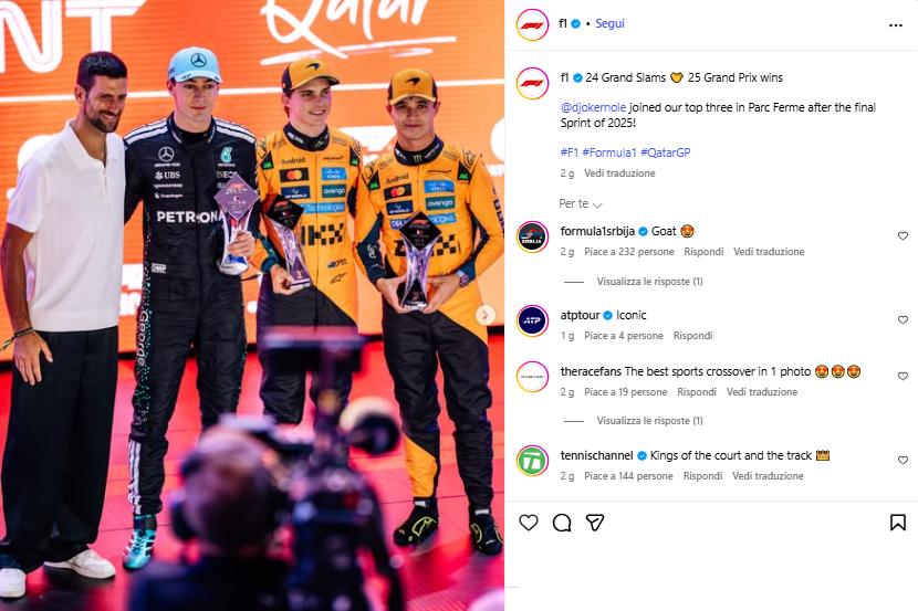 Visti dai social: Djokovic da gara e un altro baby Musetti