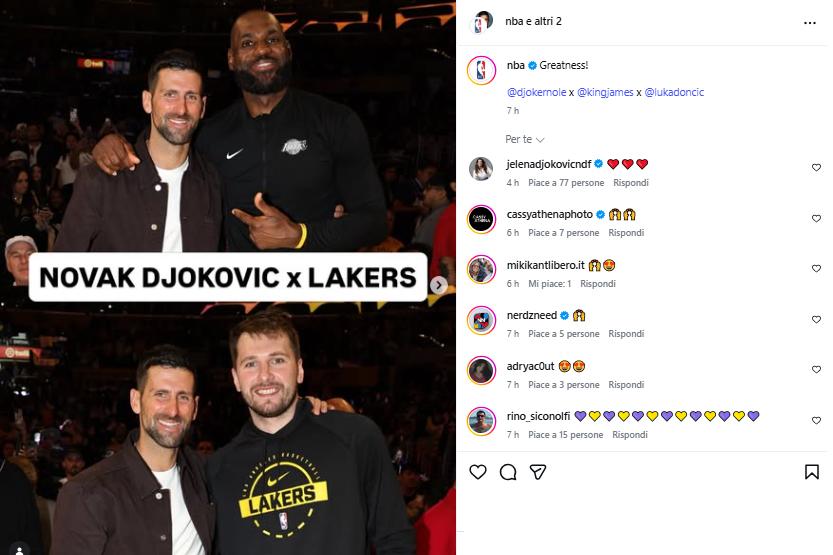 Visti dai social: Nole nei Lakers e il “sì” di Camila