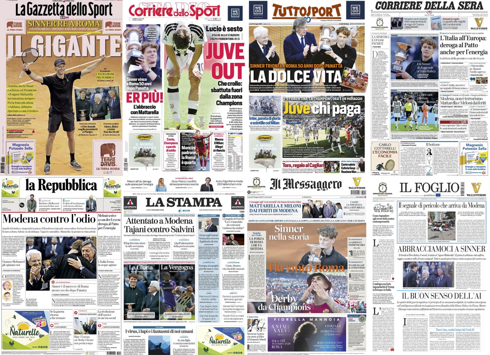 Il trionfo di Jannik sulle prime pagine dei giornali