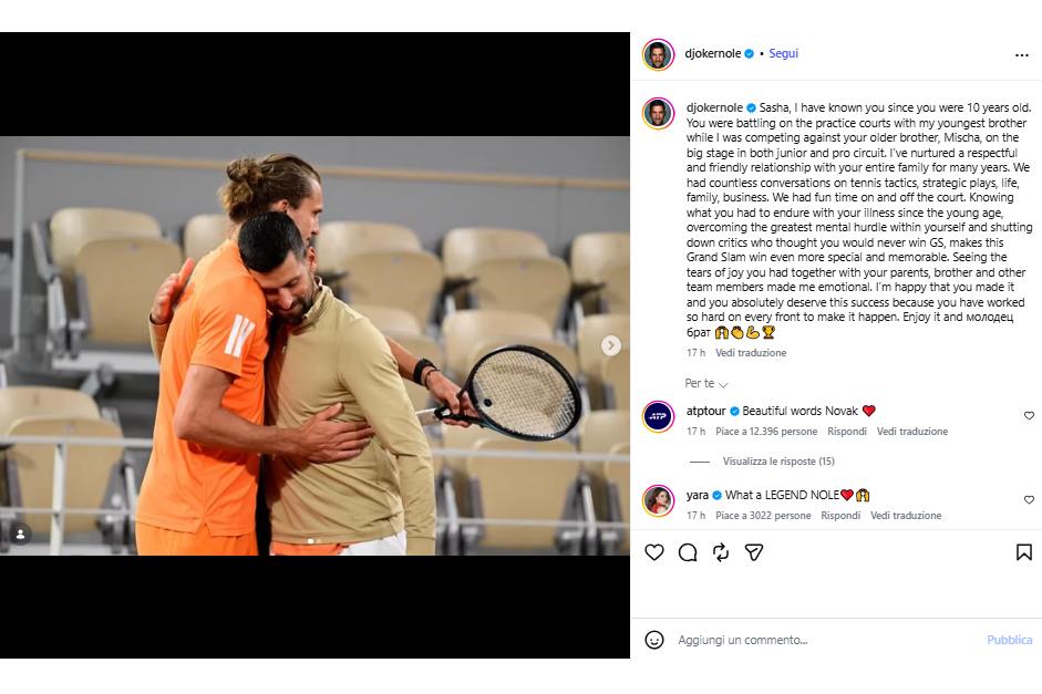 Visti dai social: gli omaggi a Zverev (e Cobolli) e il ritorno di Serena