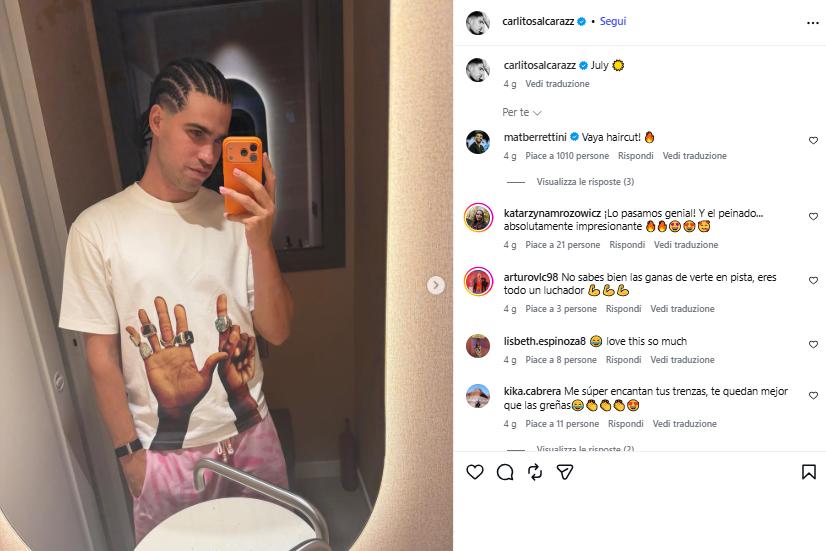 Visti dai social: il nuovo look di Alcaraz e Rhino-Swiatek