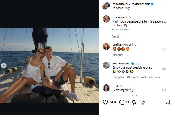 Visti dai social: la “minimoon” di Arnaldi e un tennis… fashion