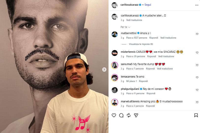 Visti dai social: i baffi di Alcaraz e Kyrgios l’italiano