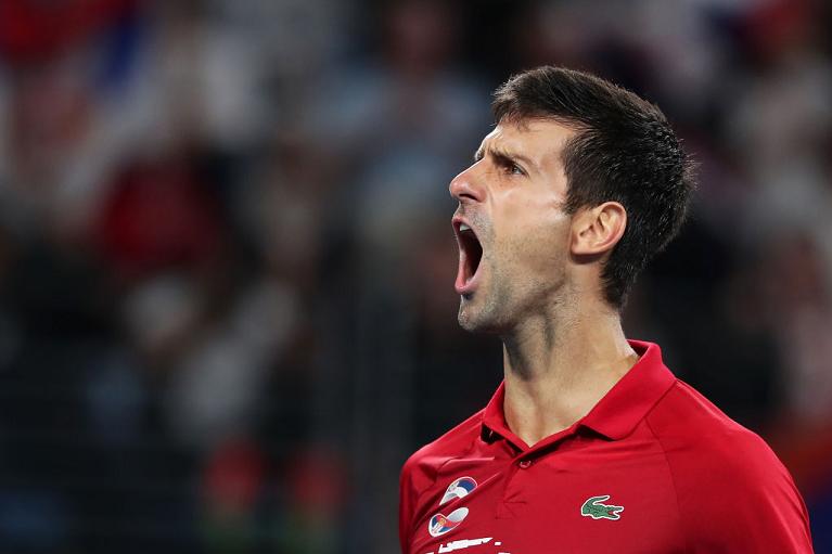 L'esultanza di Novak Djokovic