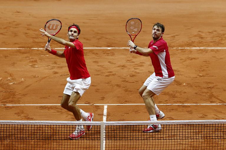 Stan Wawrinka con Roger Federer in Coppa Davis