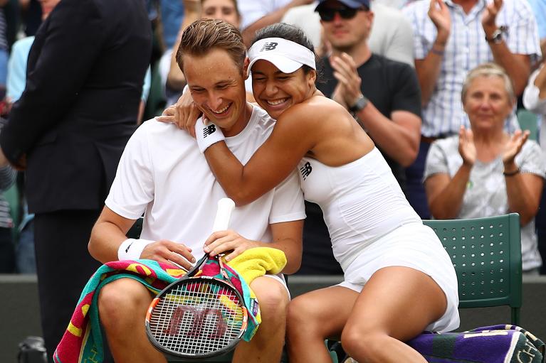 La gioia di Henri Kontinen e Heather Watson dopo la vittoria nel doppio misto a Wimbledon nel 2016
