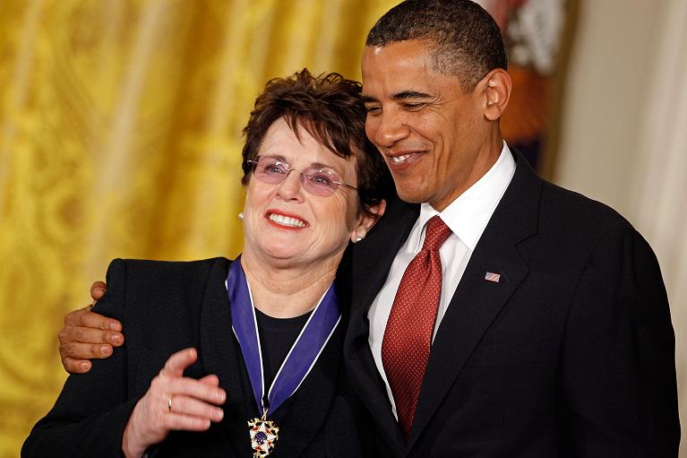 Billie Jean King riceve da Barack Obama nel 2009 la Medal of Freedom la più alta onerificenza per un civile negli Usa