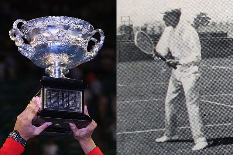 Il trofeo degli Australian Open porta il nome di Norman Brookes (a destra in campo), grande campione australiano di inizio '900 e successivamente ottimo dirigente