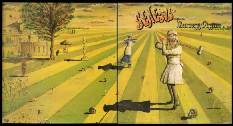 La copertina di Nursery Crime, uscito nel 1971, terzo album della discografia dei Genesis, leggendario gruppo di rock 'progressive'
