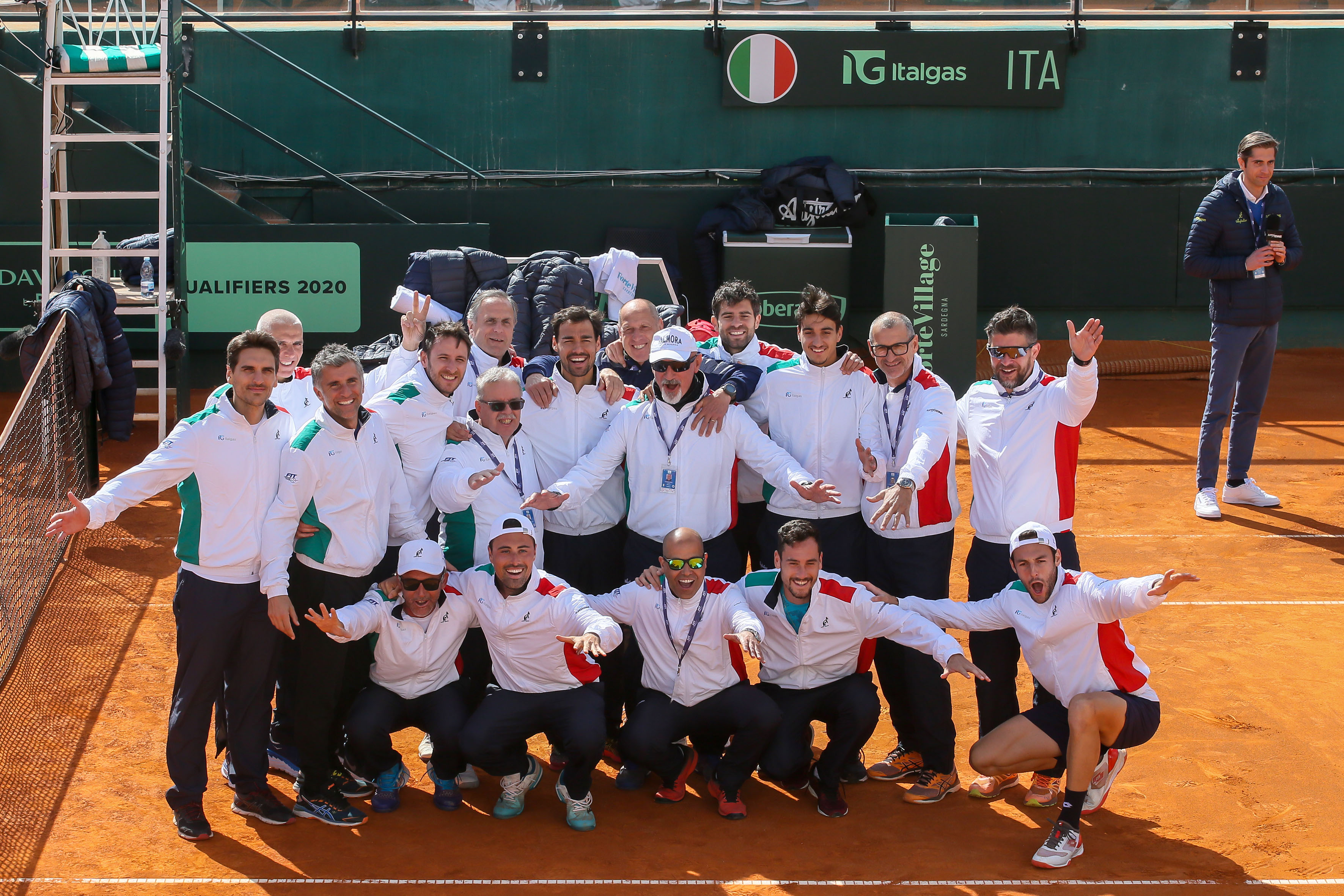 Coppa Davis: i festeggiamenti della squadra italiana qualificata per Madrid