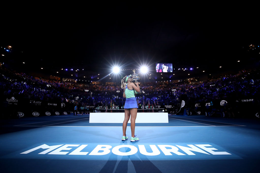 Sofia Kenin nella premiazione degli Australian Open 2020