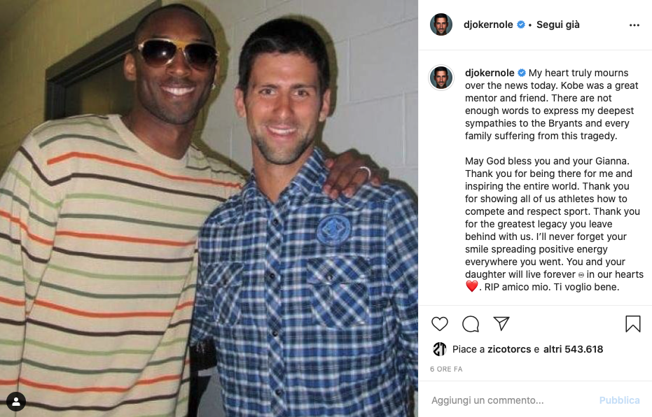 Kobe Bryant e Novak Djokovic